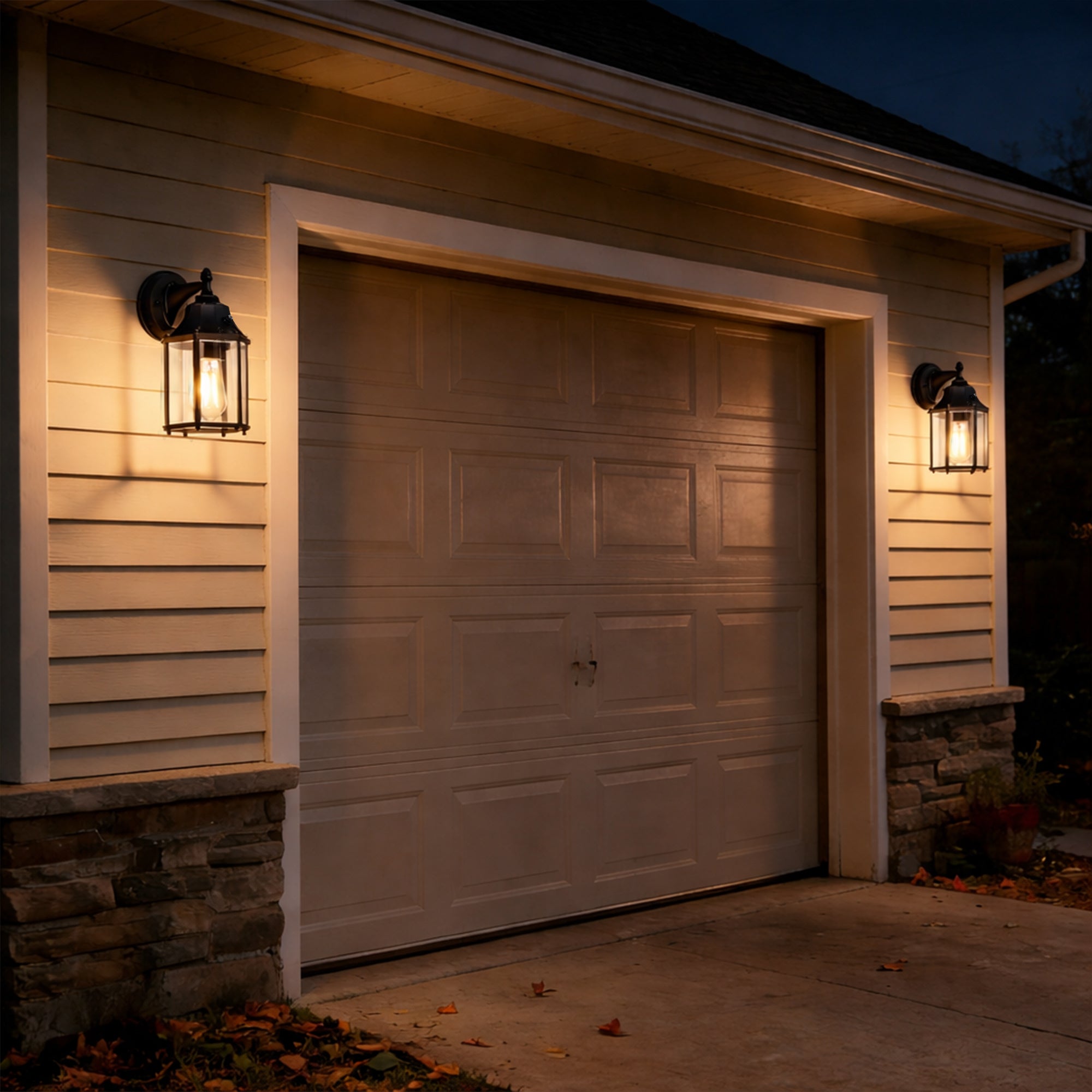 Dusk to Dawn Outdoor Wall Sconce Light Fixture 2 Pack, Waterproof Black Porch Light, Hardwired Exterior Wall Mount Lantern for Garage Entryway Patio
