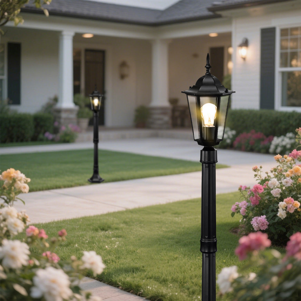 Black Outdoor Post Light for Garden Lawn Pathway 42 inches High