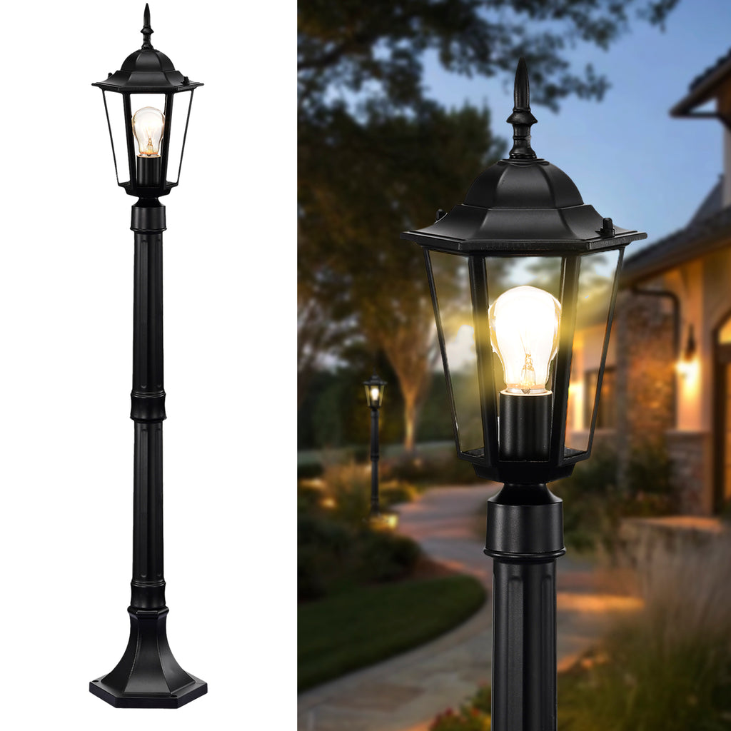 Black Outdoor Post Light for Garden Lawn Pathway 42 inches High