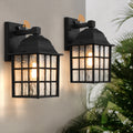 Outdoor Wall Lanterns Hardwired Dusk to Dawn Sensor Black Exterior Wall Lights 2 Pack