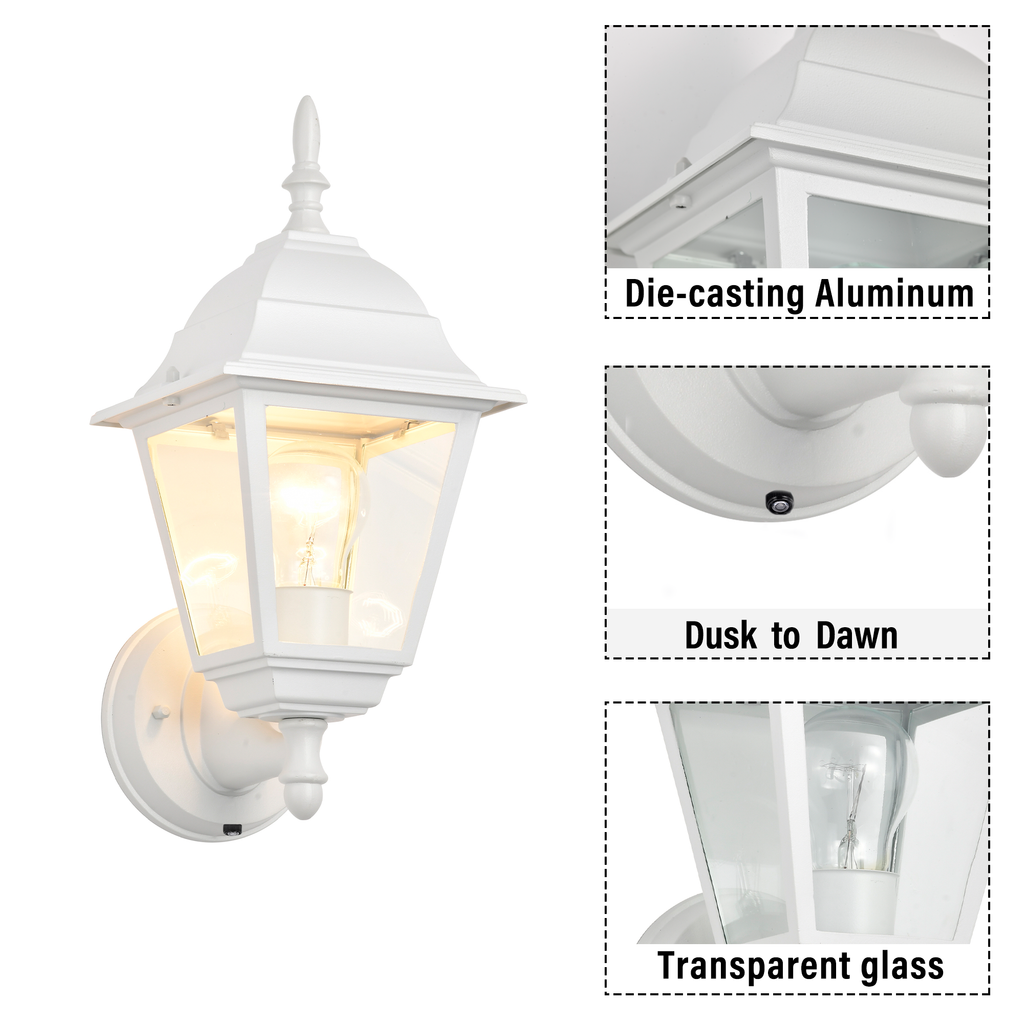 2 pack Traditional  Dusk-to-Dawn Outdoor Wall Light for Timeless Exterior Style