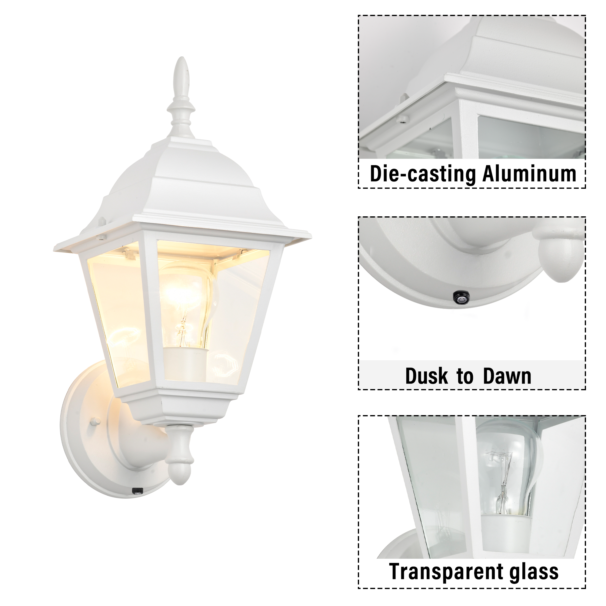 2 pack Traditional  Dusk-to-Dawn Outdoor Wall Light for Timeless Exterior Style