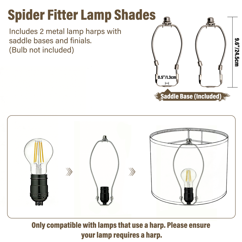 Beige Drum Lamp Shades Set of 2, Replacement Lamp Shades with Spider Fitter
