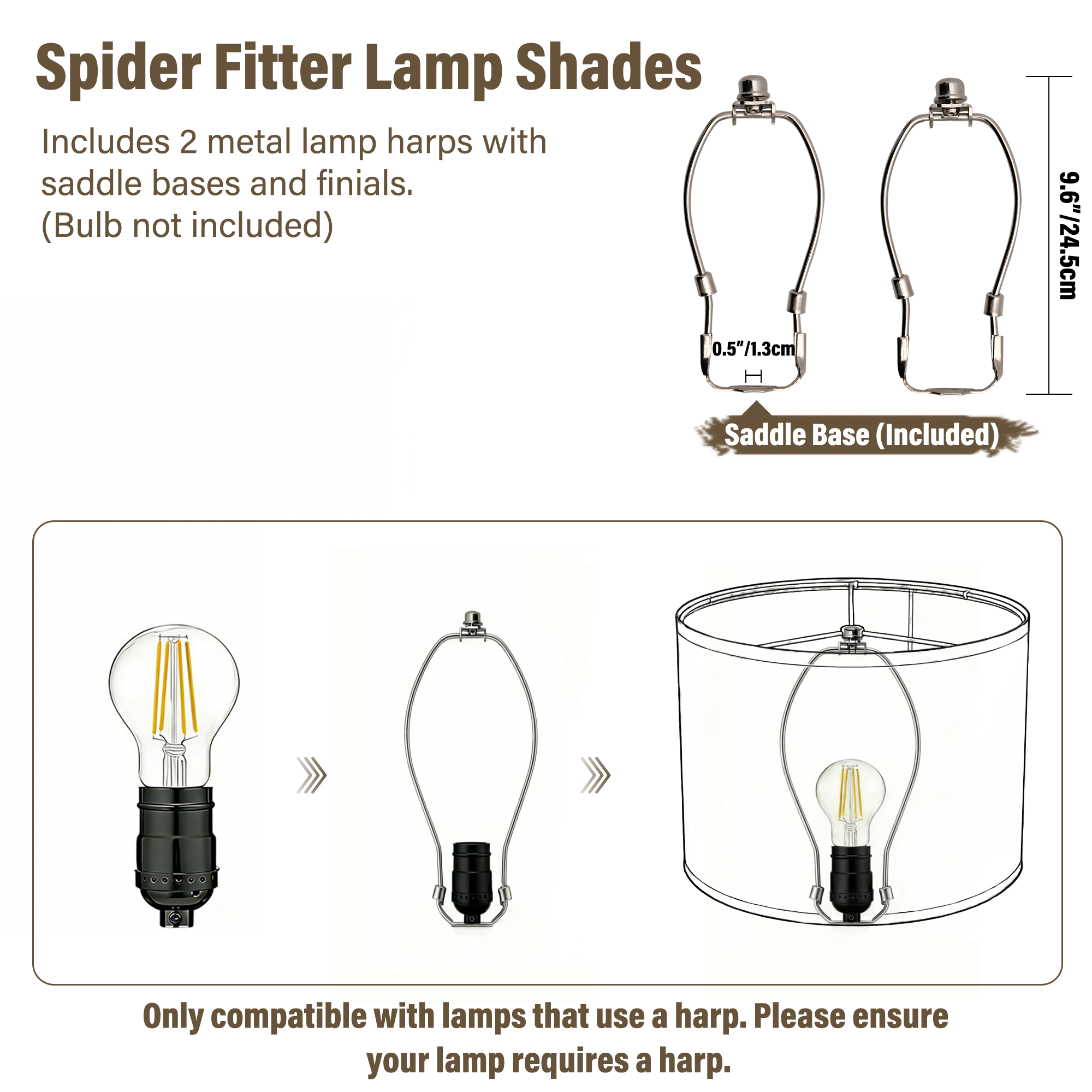 Beige Drum Lamp Shades Set of 2, Replacement Lamp Shades with Spider Fitter