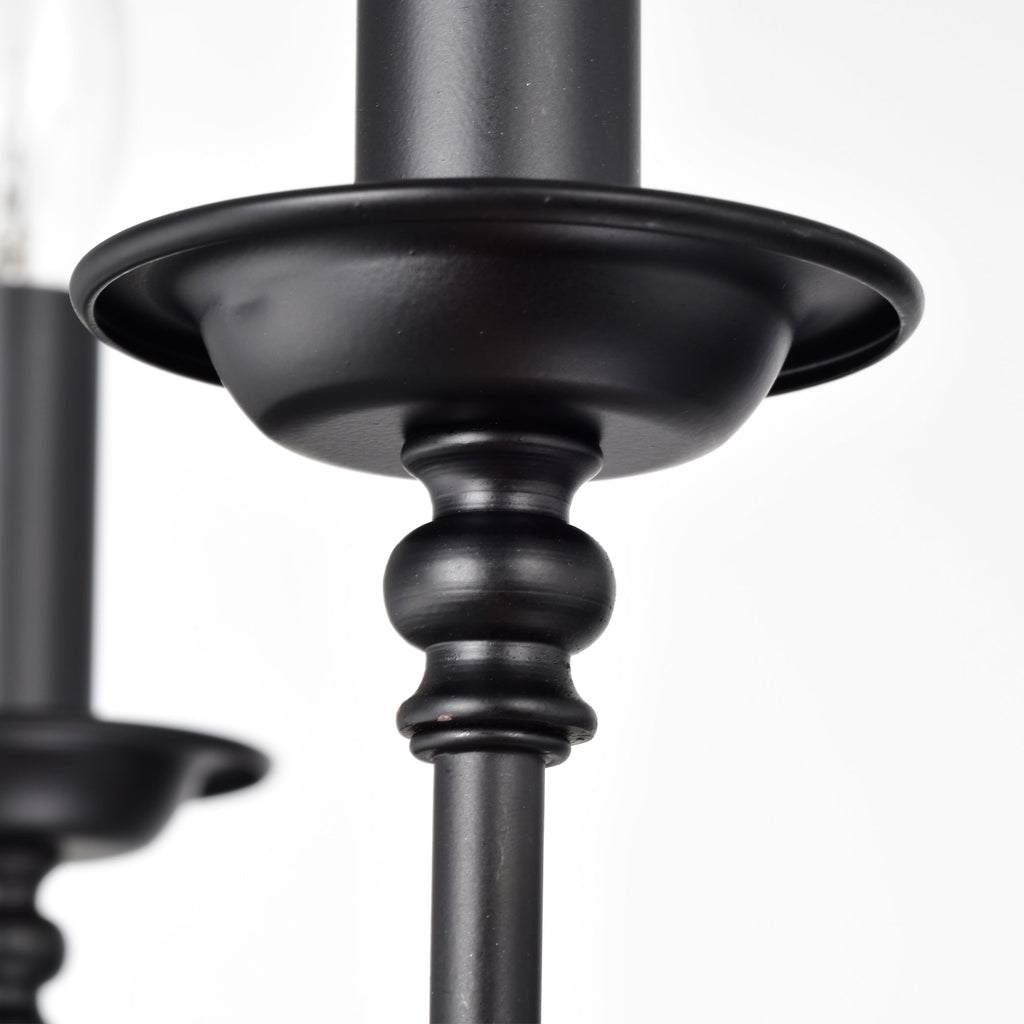 6-Light Matte Black Farmhouse Chandelier, E12 Candle Style Hanging Light