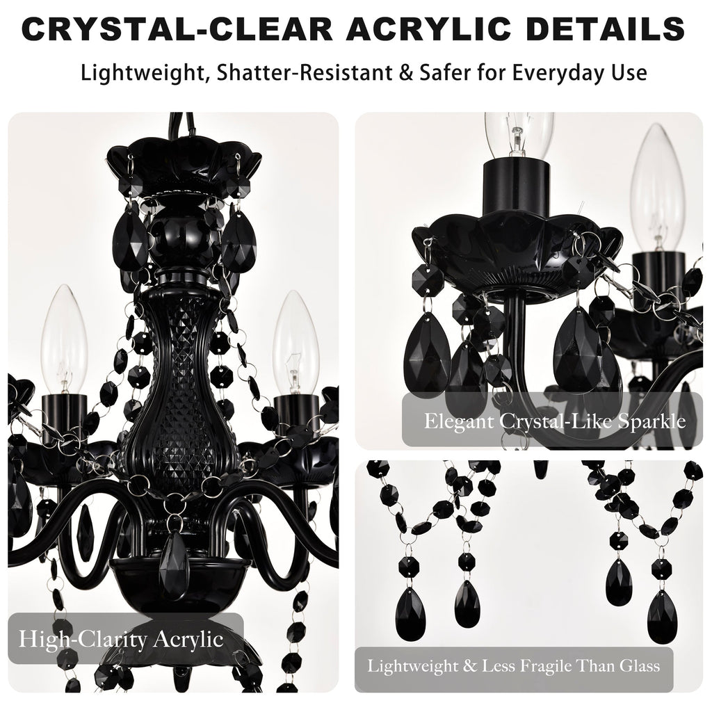 4-Light Acrylic Crystal Chandelier with Adjustable Chain