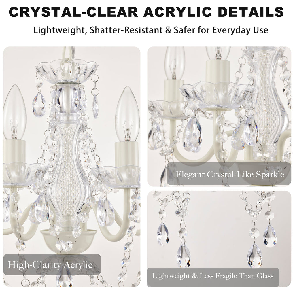 4-Light Acrylic Crystal Chandelier with Adjustable Chain