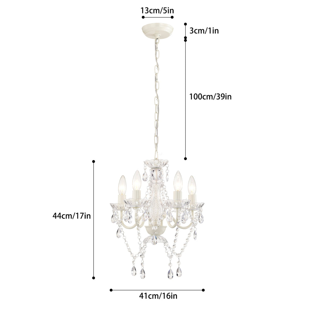 4-Light Acrylic Crystal Chandelier with Adjustable Chain
