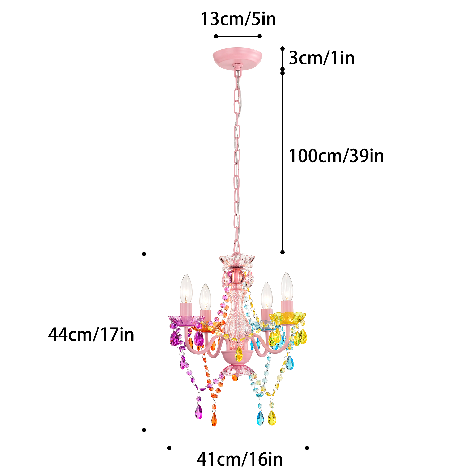 4-Light Acrylic Crystal Chandelier with Adjustable Chain
