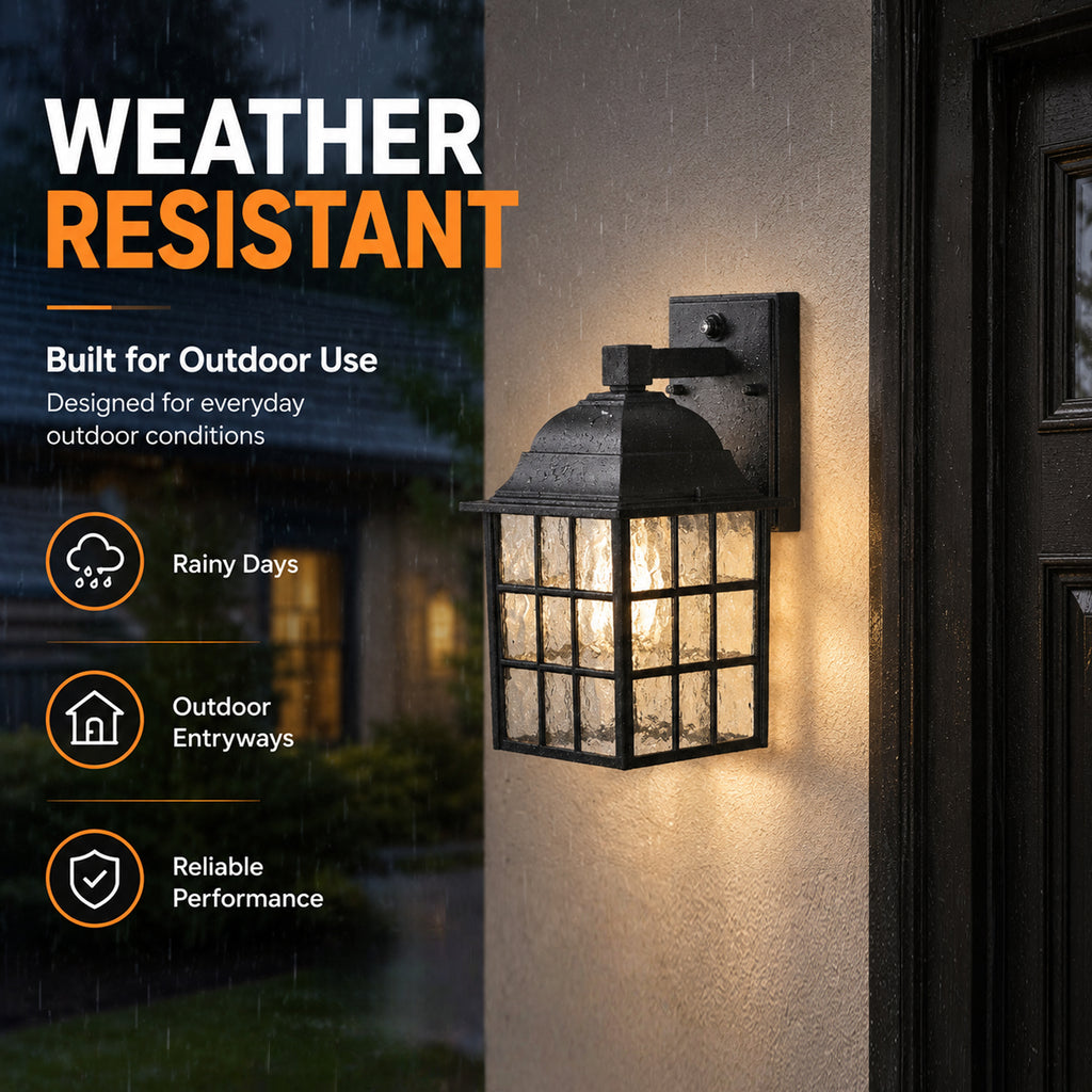 Outdoor Wall Lanterns Hardwired Dusk to Dawn Sensor Black Exterior Wall Lights 2 Pack