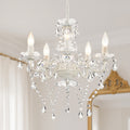 SmallCrystal Chandelier, 5-Light  White Glass Ceiling Light Fixture, E12 Base