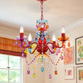 5-Light Multicolor Crystal Chandelier, Colorful Acrylic Kids Chandelier