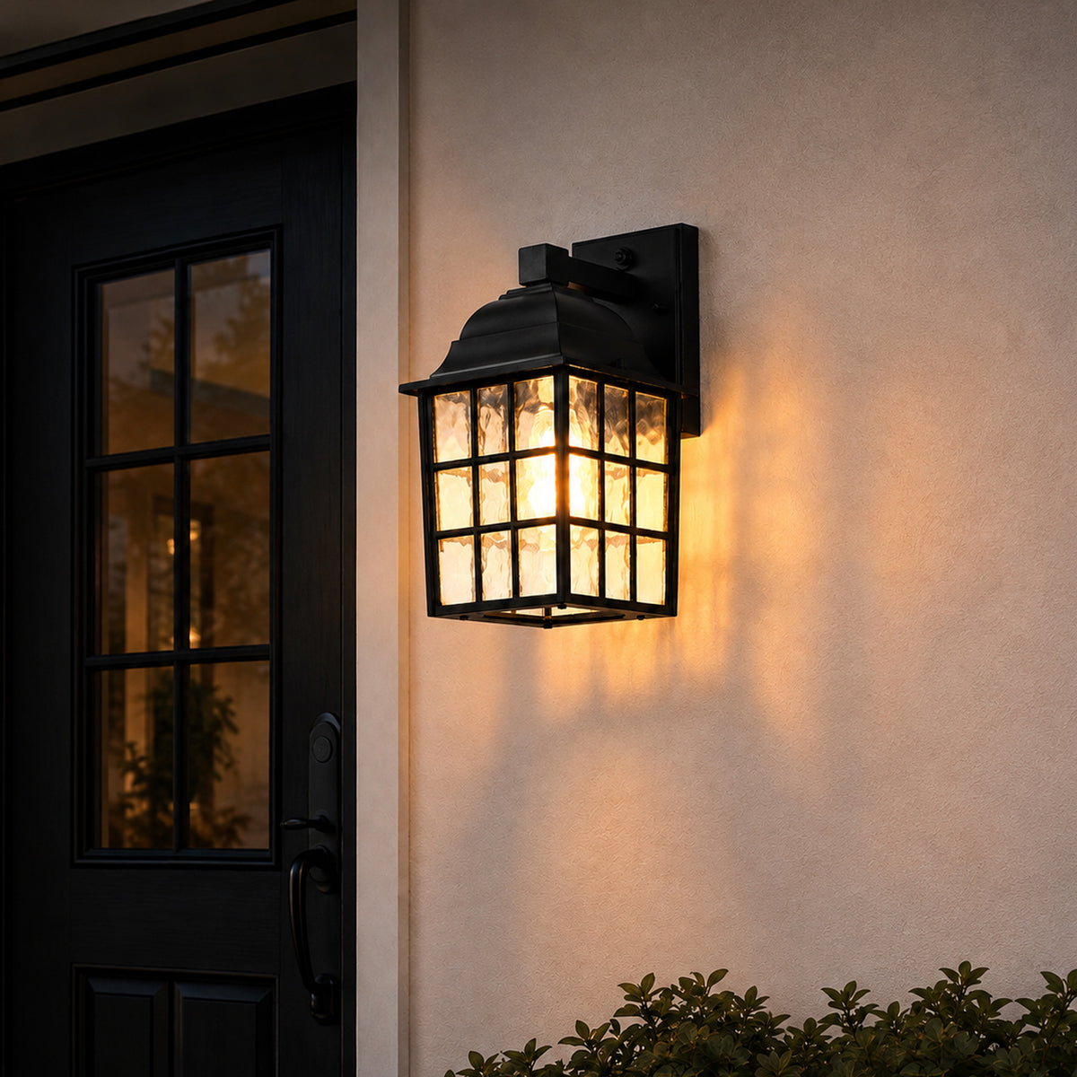 Outdoor Wall Lanterns Hardwired Dusk to Dawn Sensor Black Exterior Wall Lights 2 Pack