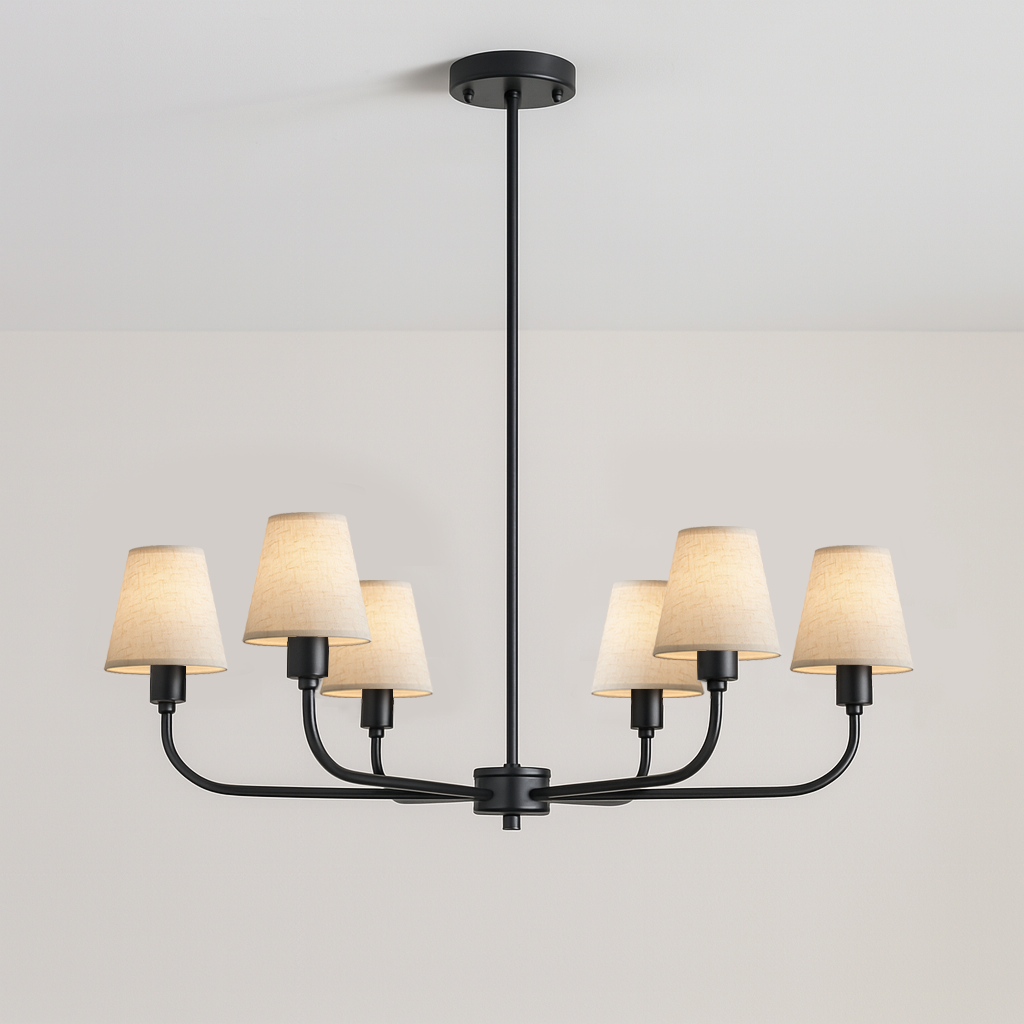 Chandelier Shades set of 6 Clip-On Small Line Empire Lampshades for E12 Candelabra Bulbs