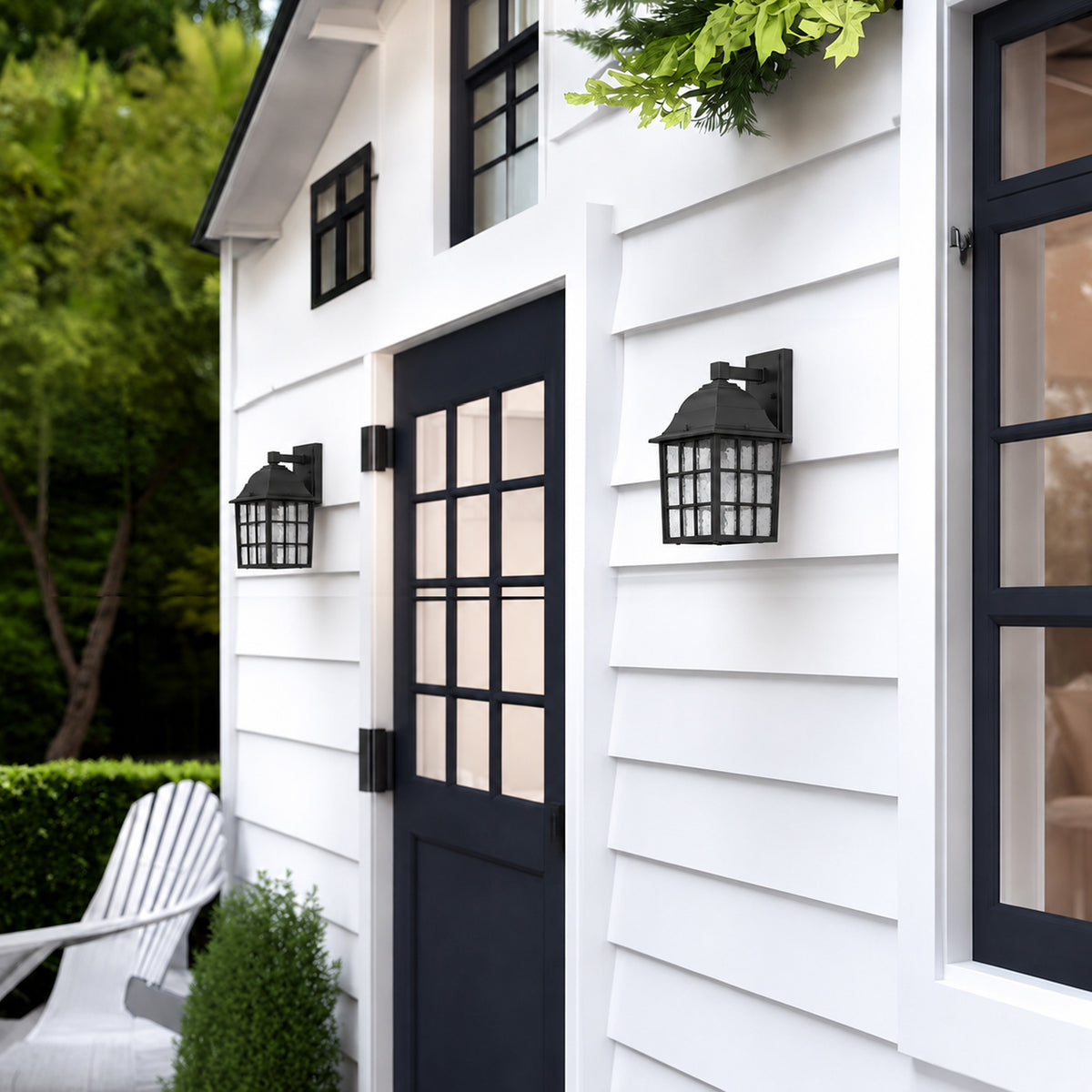 Outdoor Wall Lanterns Hardwired Dusk to Dawn Sensor Black Exterior Wall Lights 2 Pack