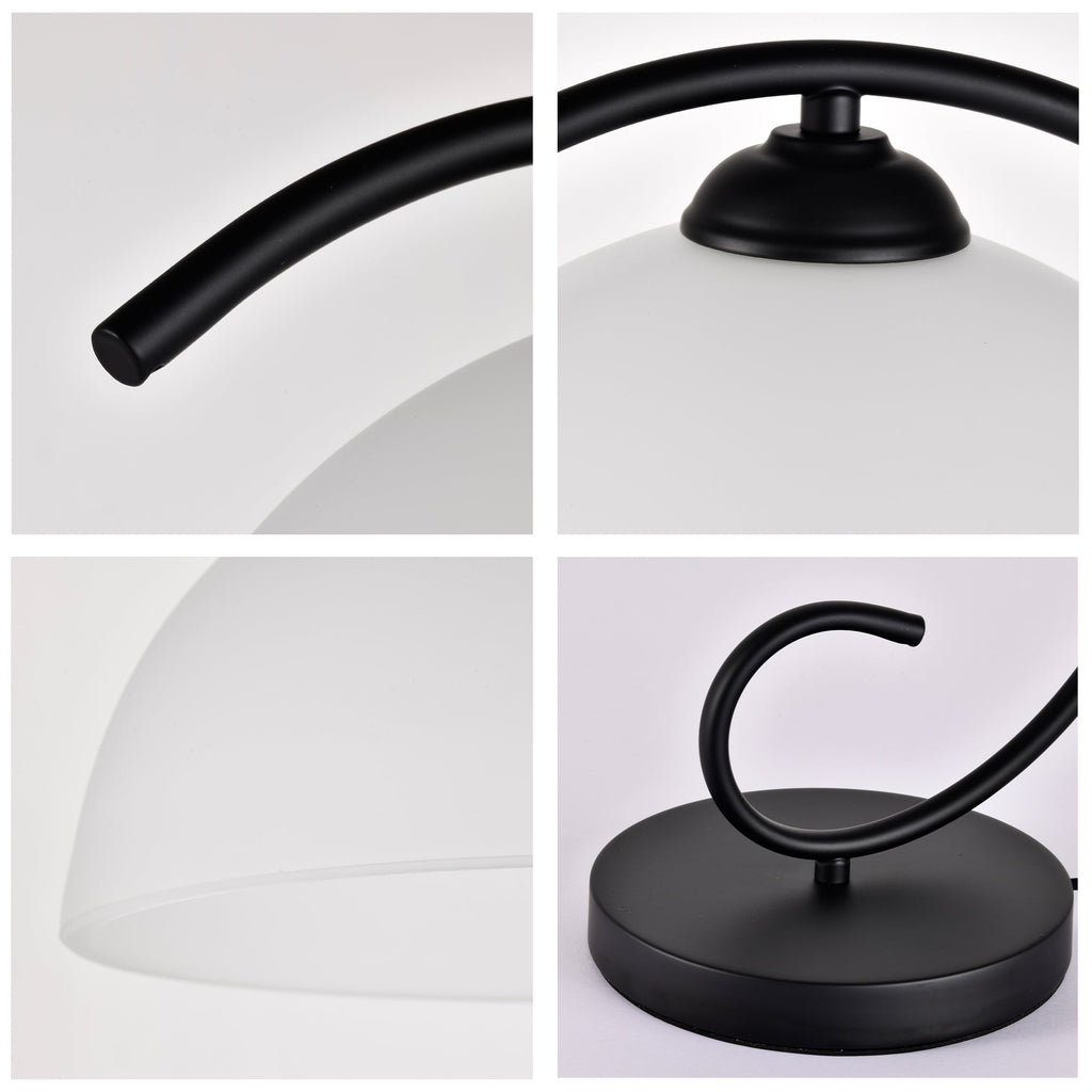 Vintage Black Table Lamp with Frosted Glass Shade, E26 Base Bedside Lamp