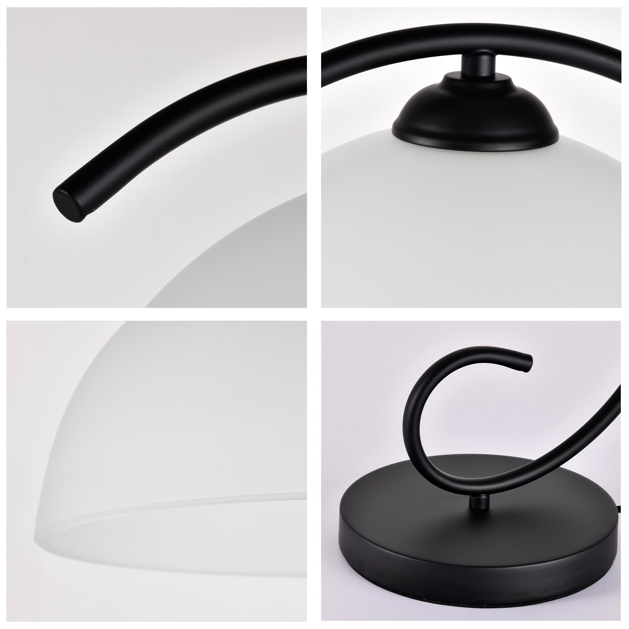 Vintage Black Table Lamp with Frosted Glass Shade, E26 Base Bedside Lamp