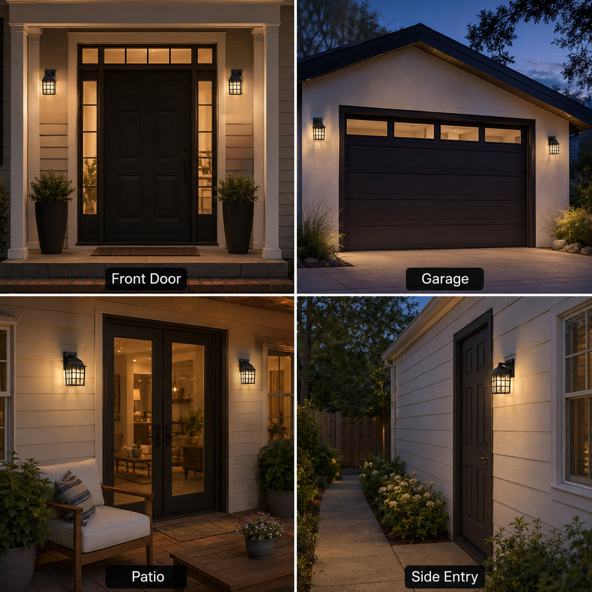 Outdoor Wall Lanterns Hardwired Dusk to Dawn Sensor Black Exterior Wall Lights 2 Pack