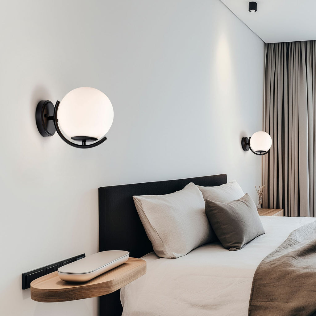 Modern Globe Indoor Wall Sconce, E12 Hardwired Glass Wall Light