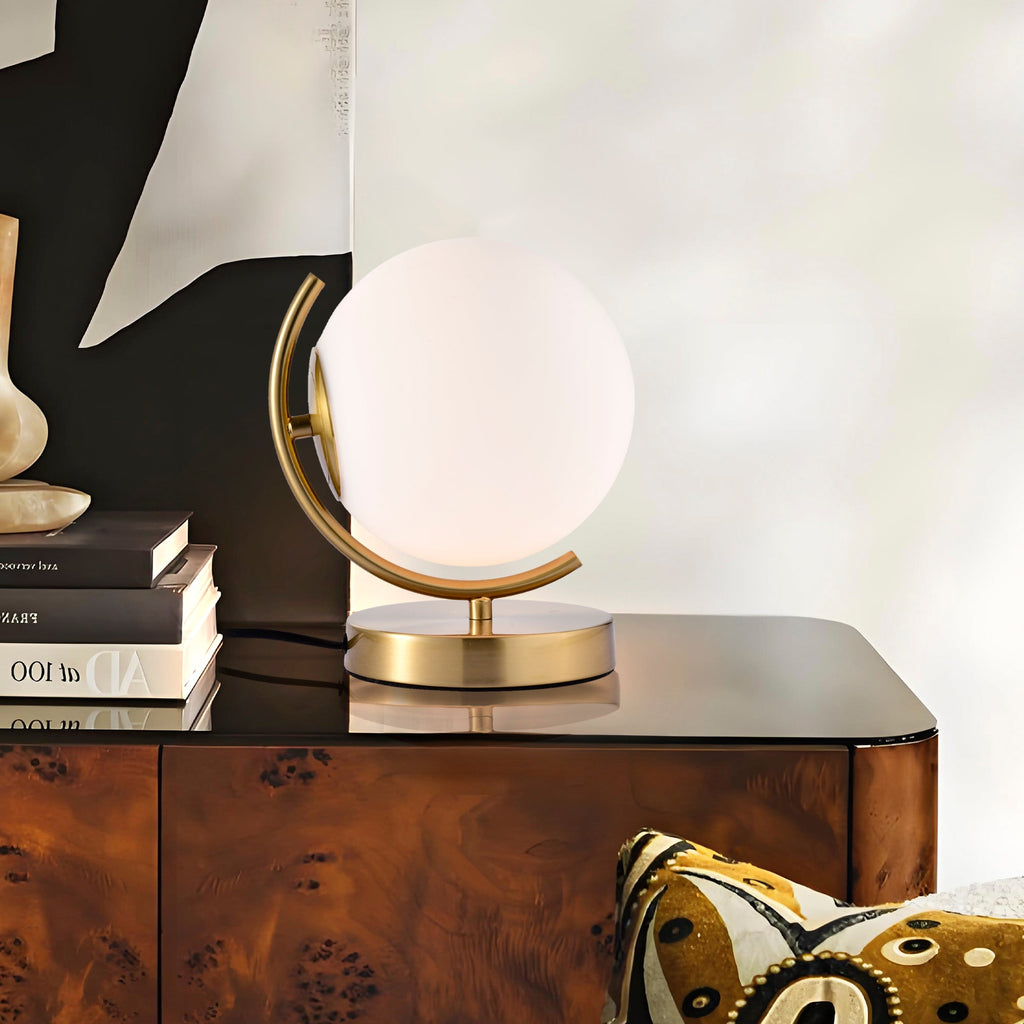Modern Globe Table Lamp with Glass Shade and Plug-in Switch for Bedroom & Living Room