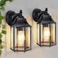 Dusk to Dawn Outdoor Wall Sconce Light Fixture 2 Pack, Waterproof Black Porch Light, Hardwired Exterior Wall Mount Lantern for Garage Entryway Patio
