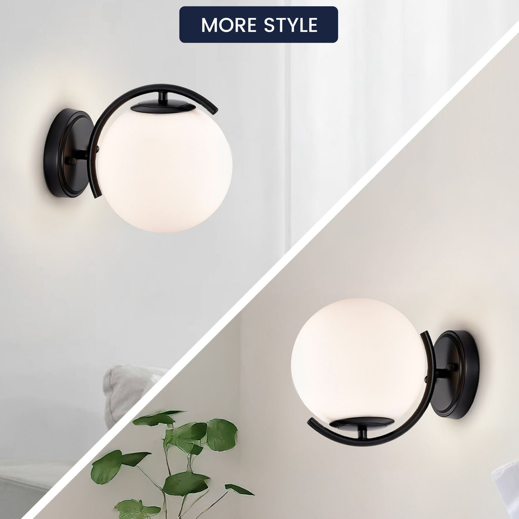 Modern Globe Indoor Wall Sconce, E12 Hardwired Glass Wall Light