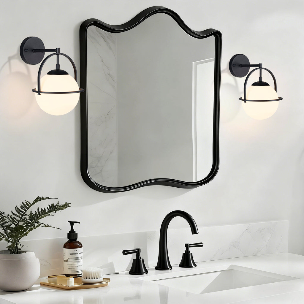 Modern Globe Wall Sconce with Opal Glass, E12 Indoor Wall Light