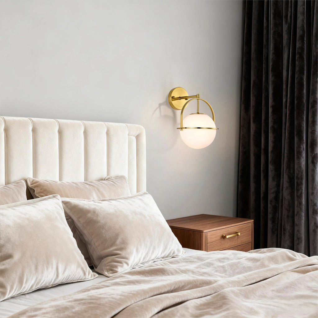 Modern Globe Wall Sconce with Opal Glass, E12 Indoor Wall Light