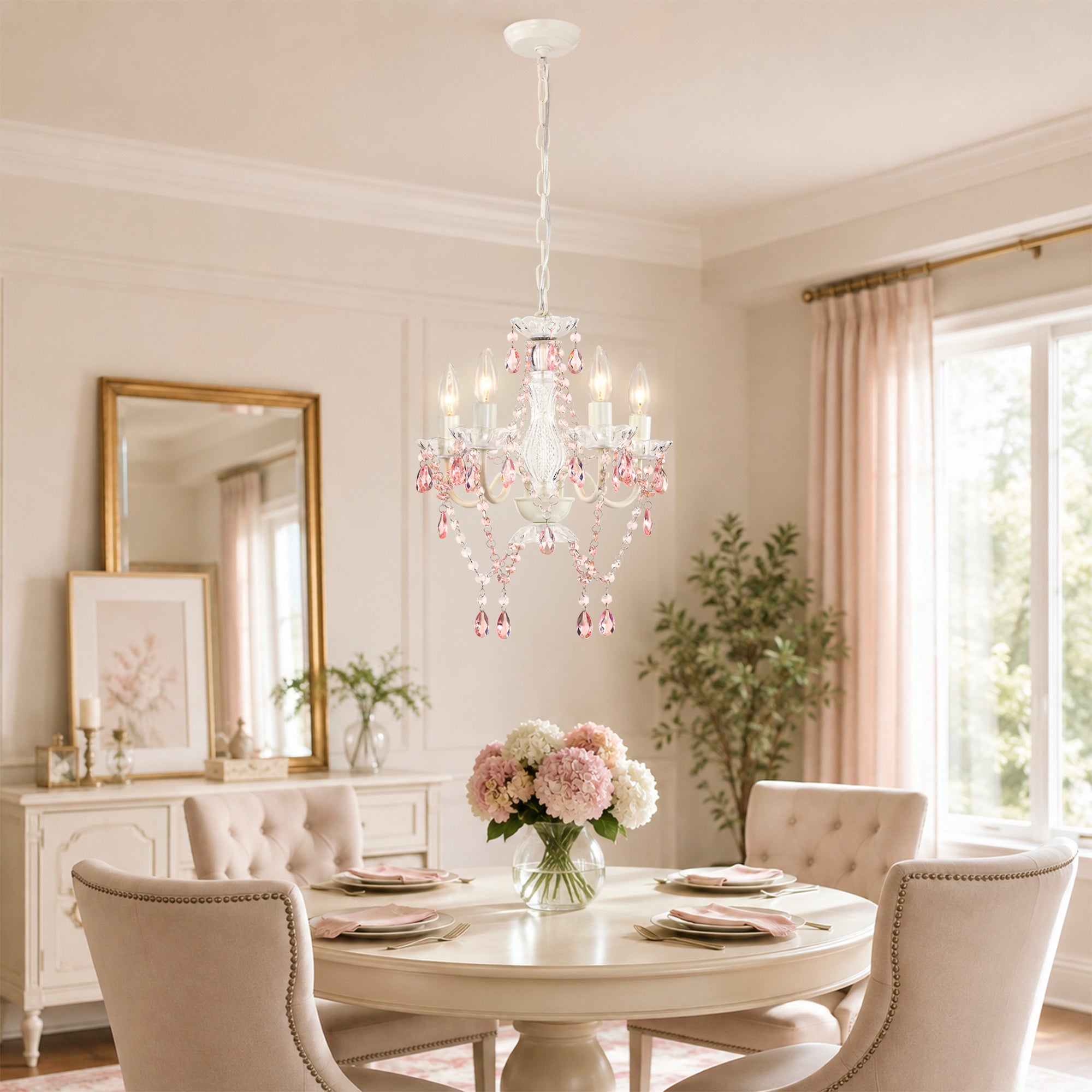 4-Light Acrylic Crystal Chandelier with Adjustable Chain