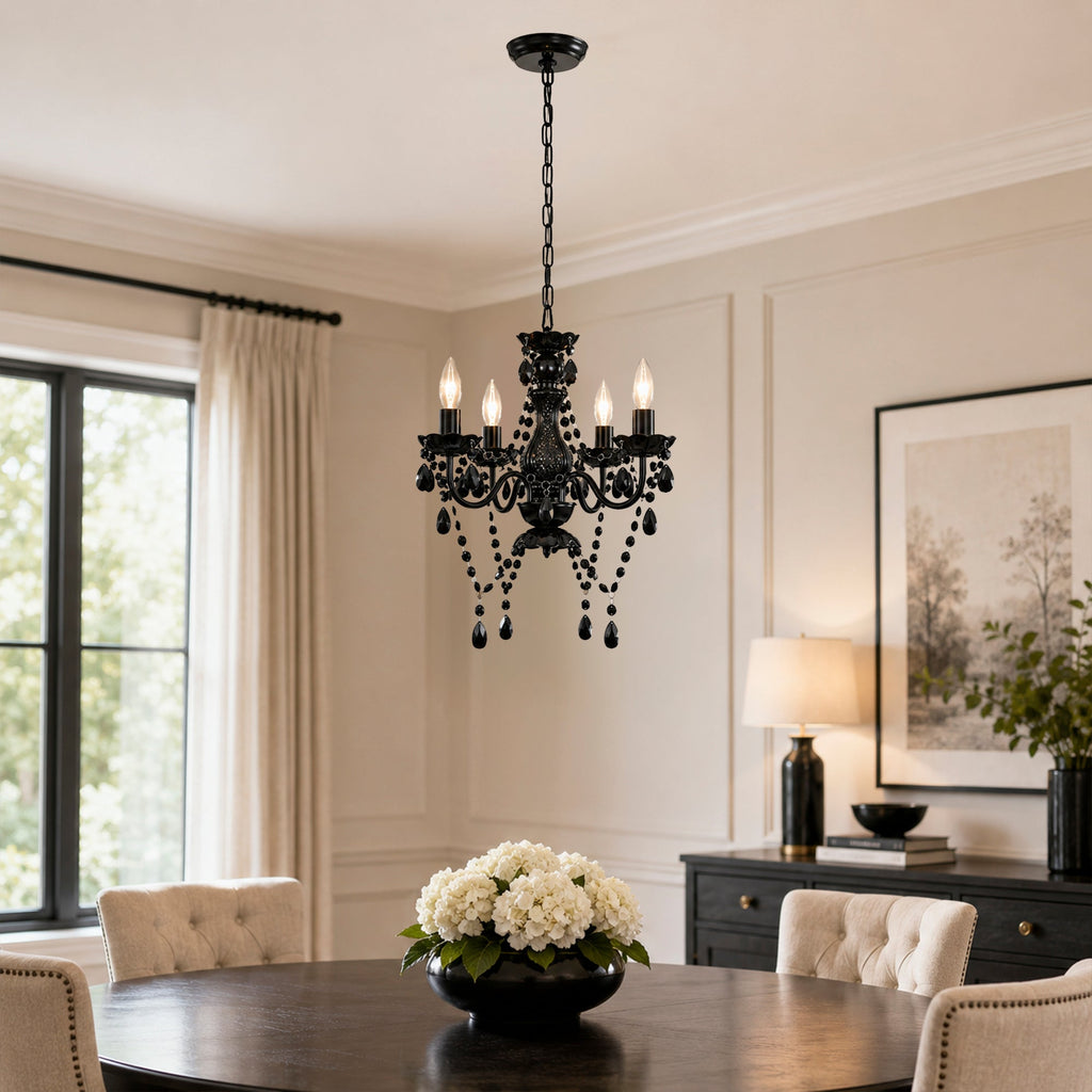 4-Light Acrylic Crystal Chandelier with Adjustable Chain