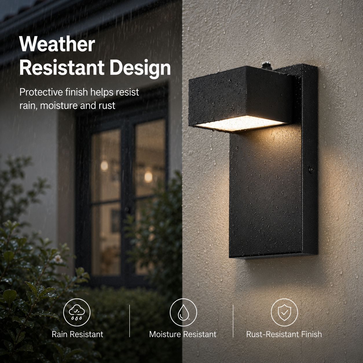 Dusk-to-Dawn Integrated LED Outdoor Wall Light, Black