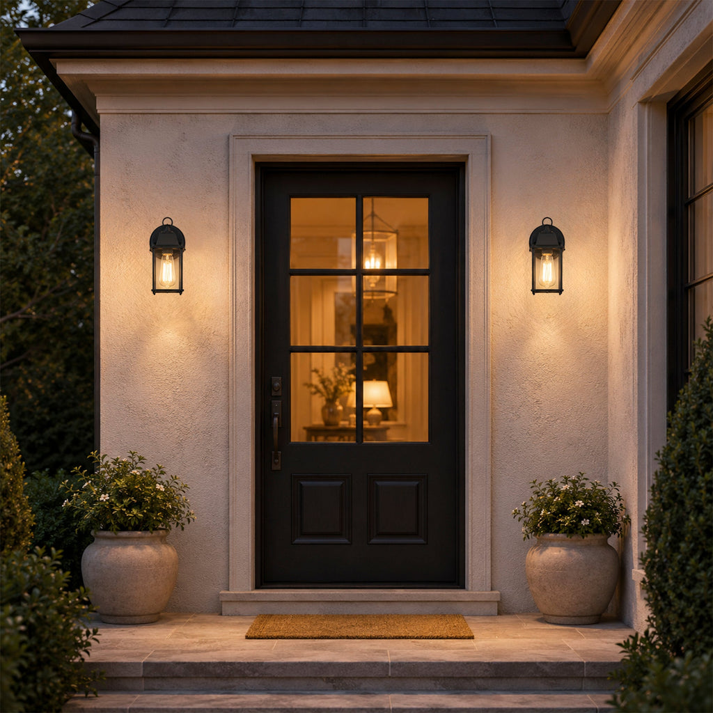 2-Pack Dusk-to-Dawn Outdoor Wall Lanterns, Black