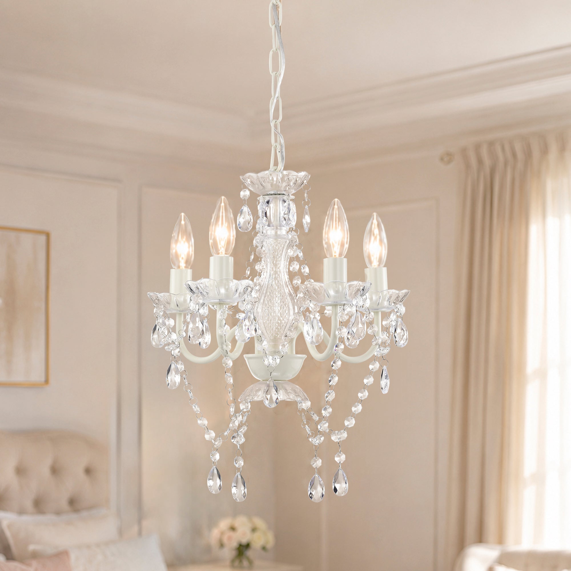 4-Light Acrylic Crystal Chandelier with Adjustable Chain