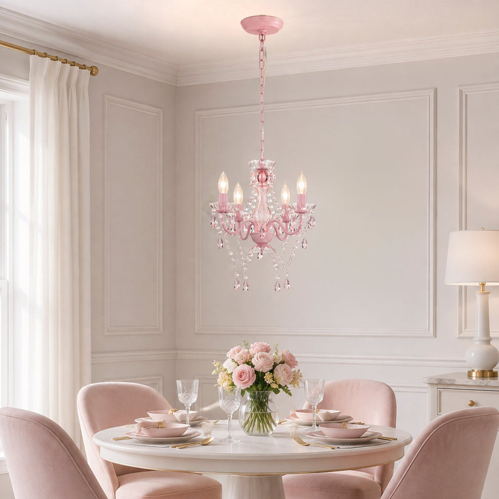 4-Light Acrylic Crystal Chandelier with Adjustable Chain