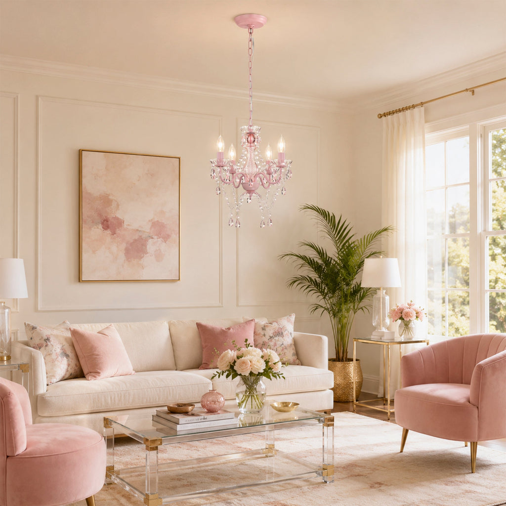 4-Light Acrylic Crystal Chandelier with Adjustable Chain