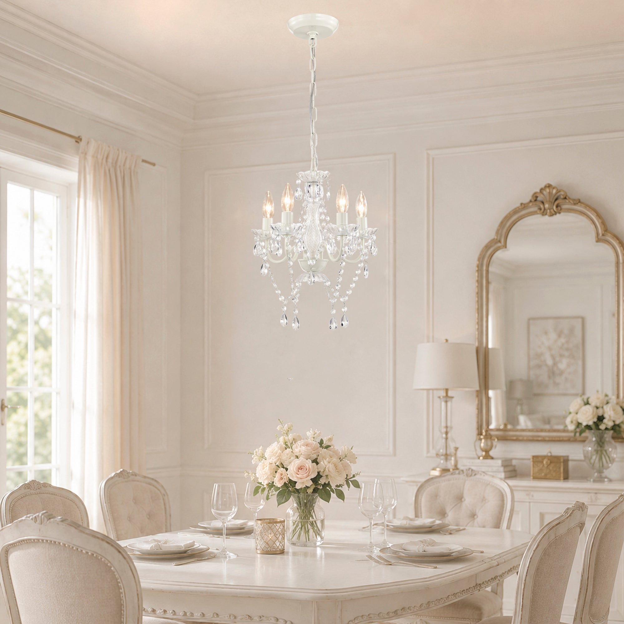 4-Light Acrylic Crystal Chandelier with Adjustable Chain