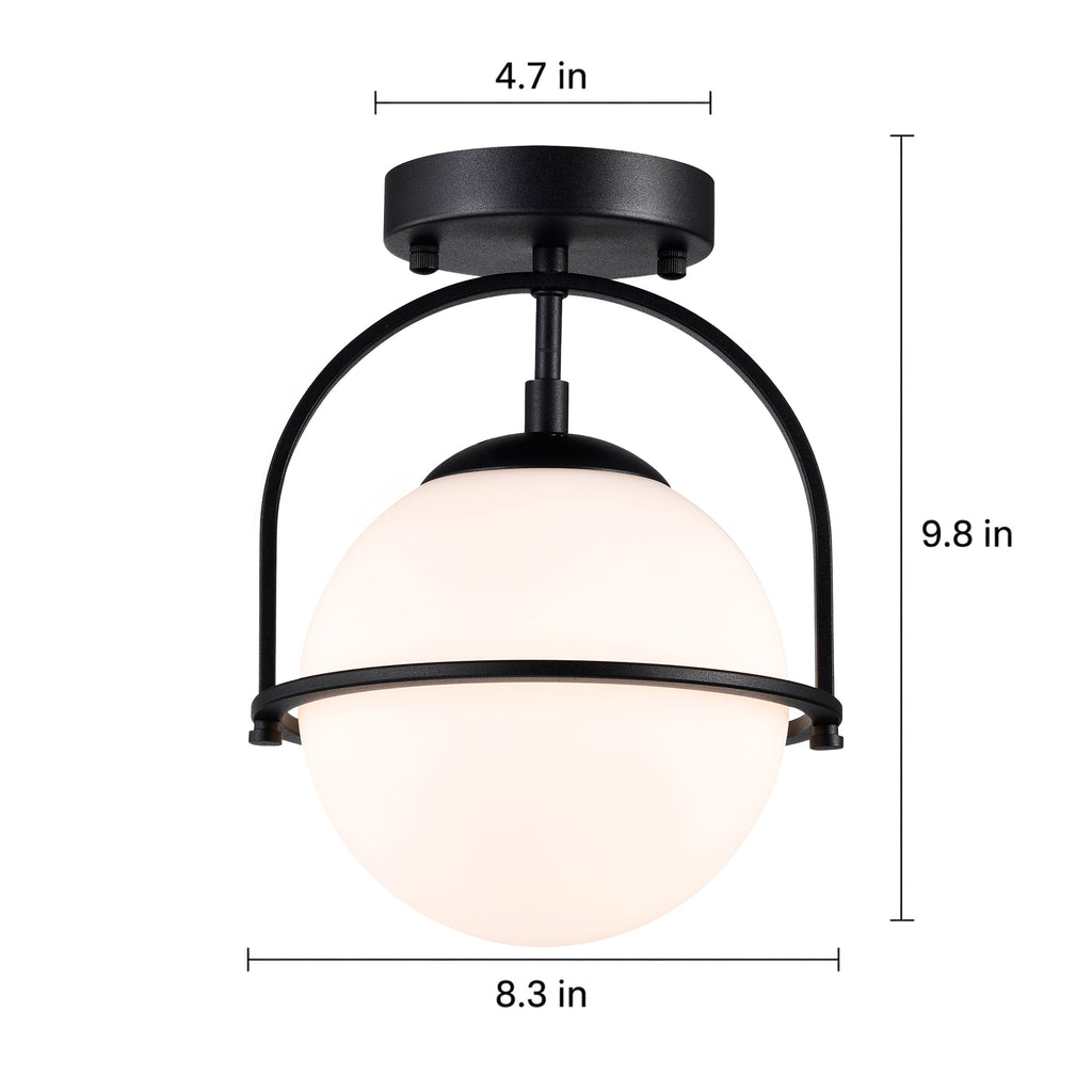 Modern Globe Flush Mount Ceiling Light with Glass Shade, E12 Base Indoor Ceiling Lamp for Bedroom, Hallway & Entryway