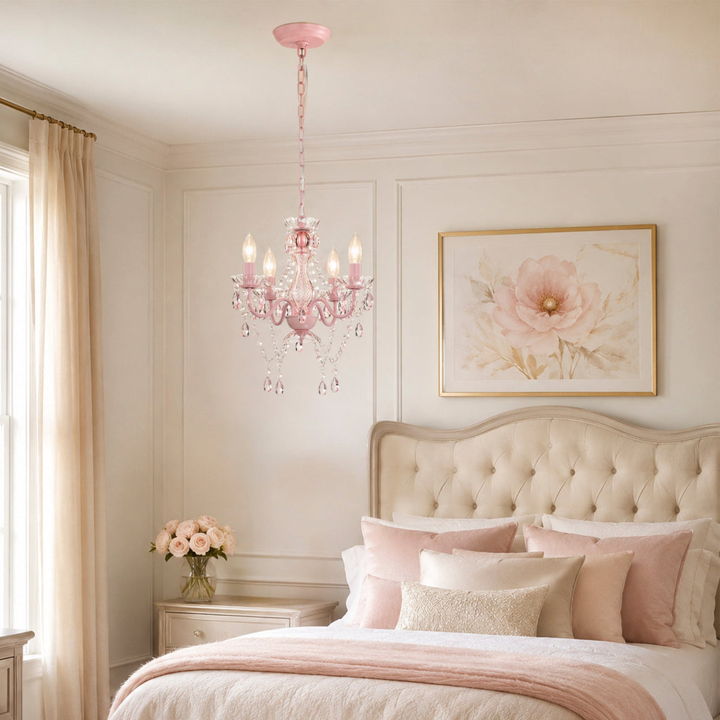 4-Light Acrylic Crystal Chandelier with Adjustable Chain