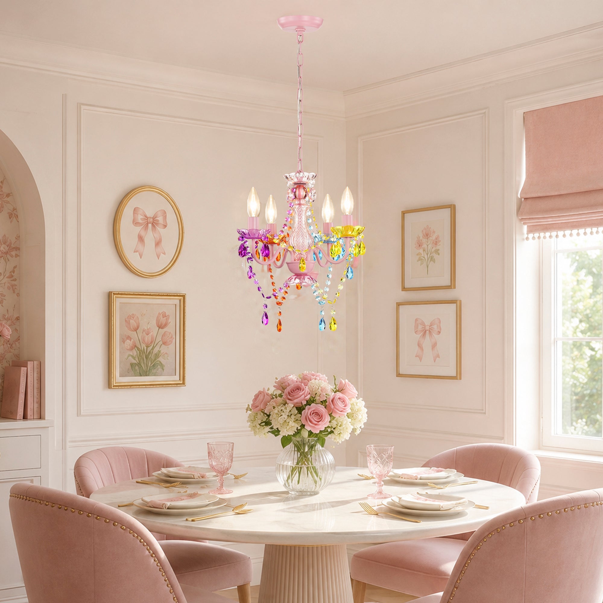 4-Light Acrylic Crystal Chandelier with Adjustable Chain