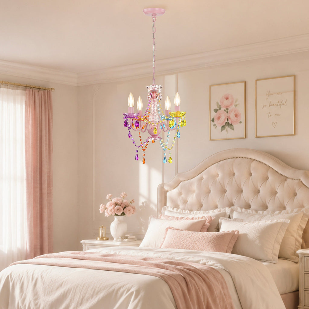 4-Light Acrylic Crystal Chandelier with Adjustable Chain