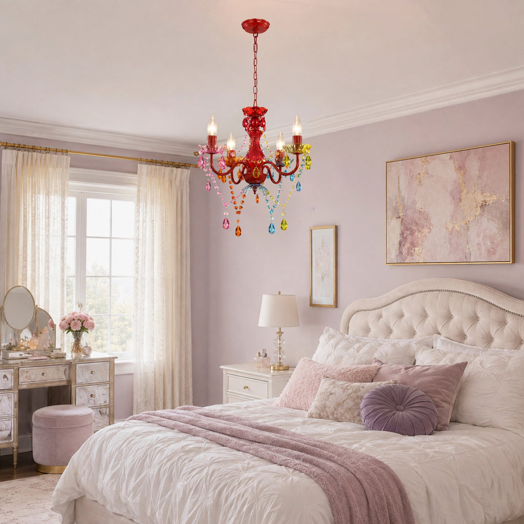4-Light Acrylic Crystal Chandelier with Adjustable Chain