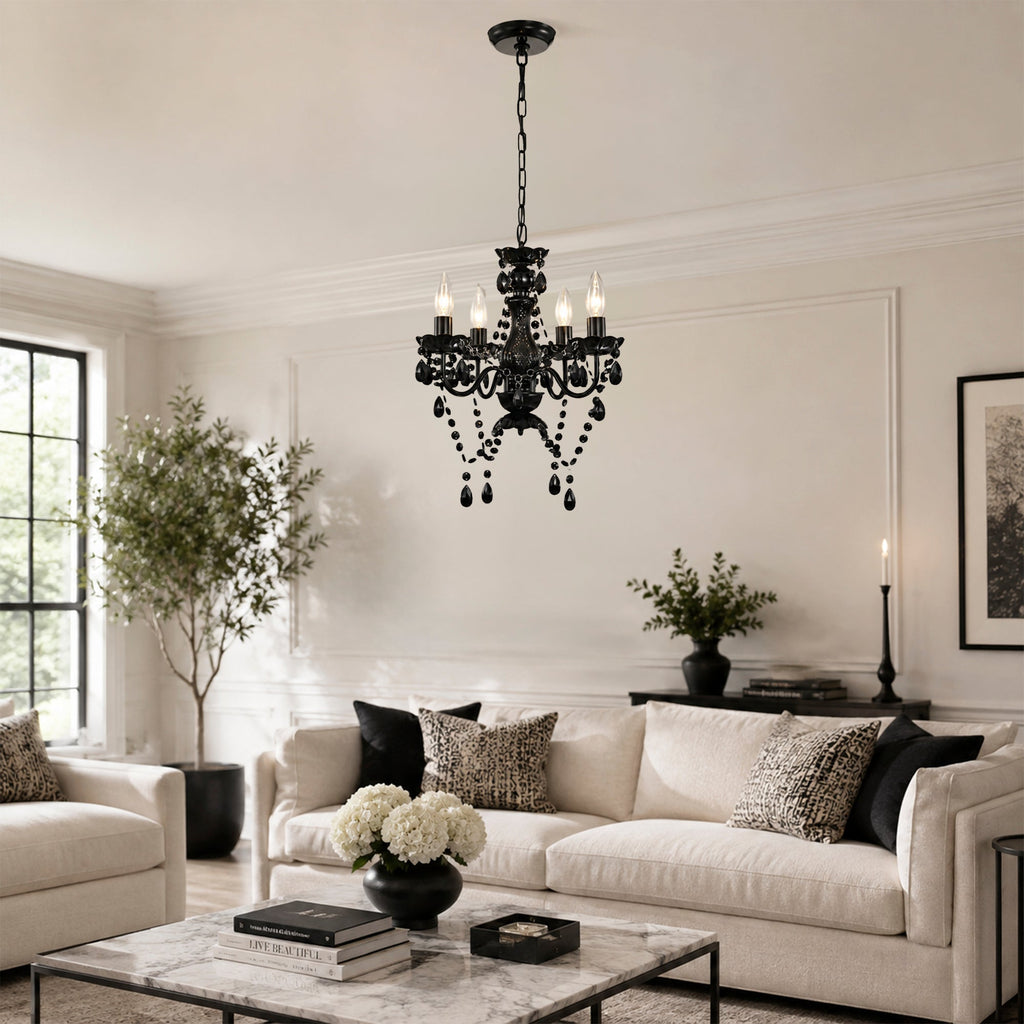 4-Light Acrylic Crystal Chandelier with Adjustable Chain