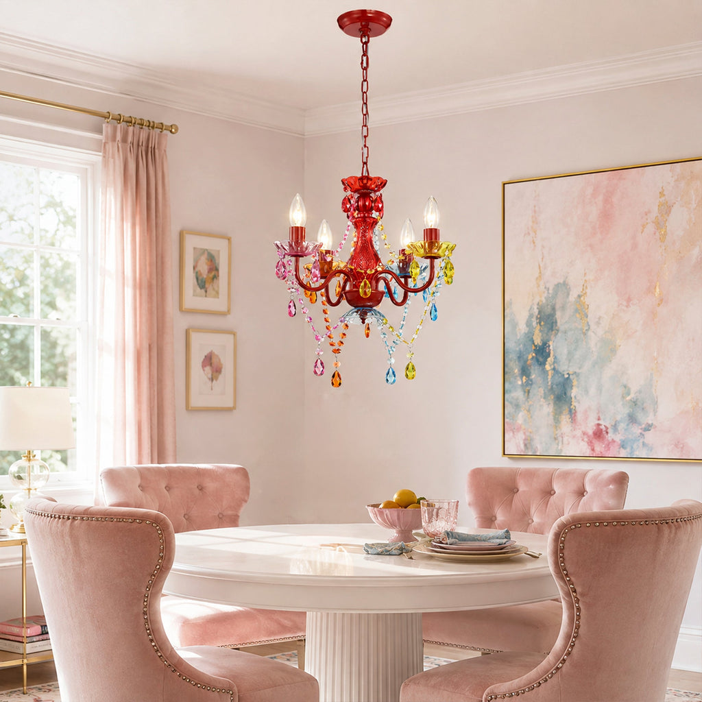 4-Light Acrylic Crystal Chandelier with Adjustable Chain
