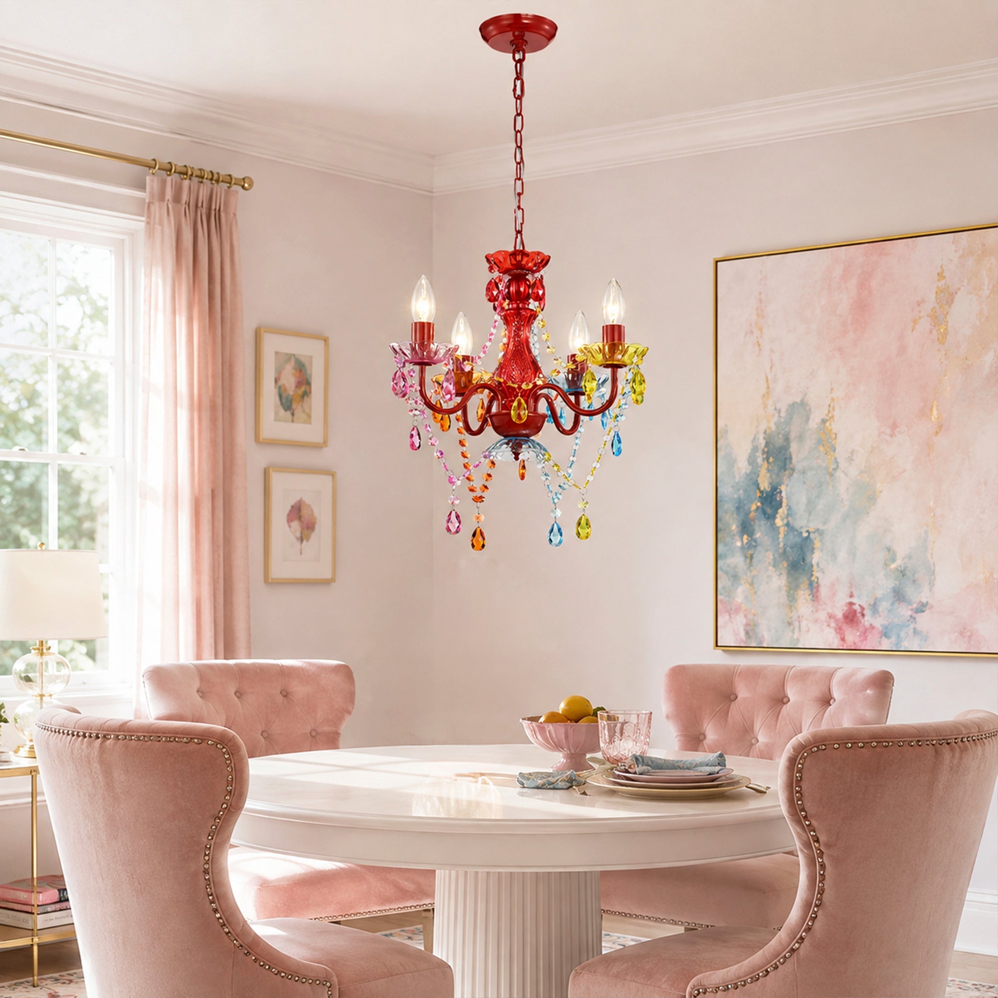 4-Light Acrylic Crystal Chandelier with Adjustable Chain