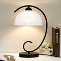 Vintage Black Table Lamp with Frosted Glass Shade, E26 Base Bedside Lamp