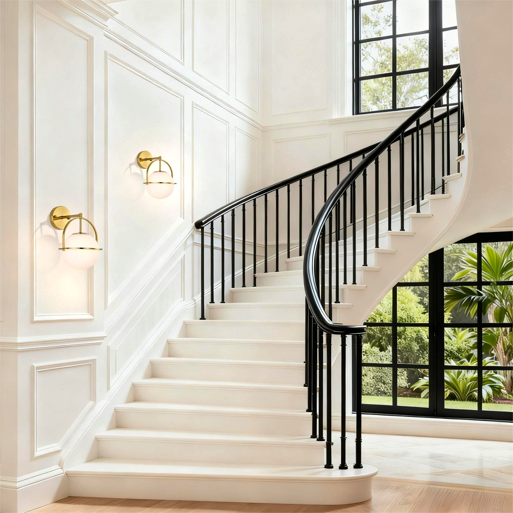 Modern Globe Wall Sconce with Opal Glass, E12 Indoor Wall Light
